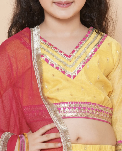 Yellow Jacquard booti Lehenga Choli with Dupatta - Image 2